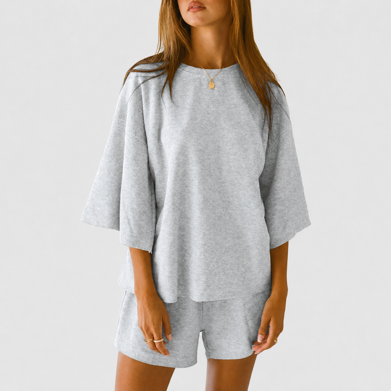 Casual 2 Piece Loungewear Tops And Shorts Set For Women