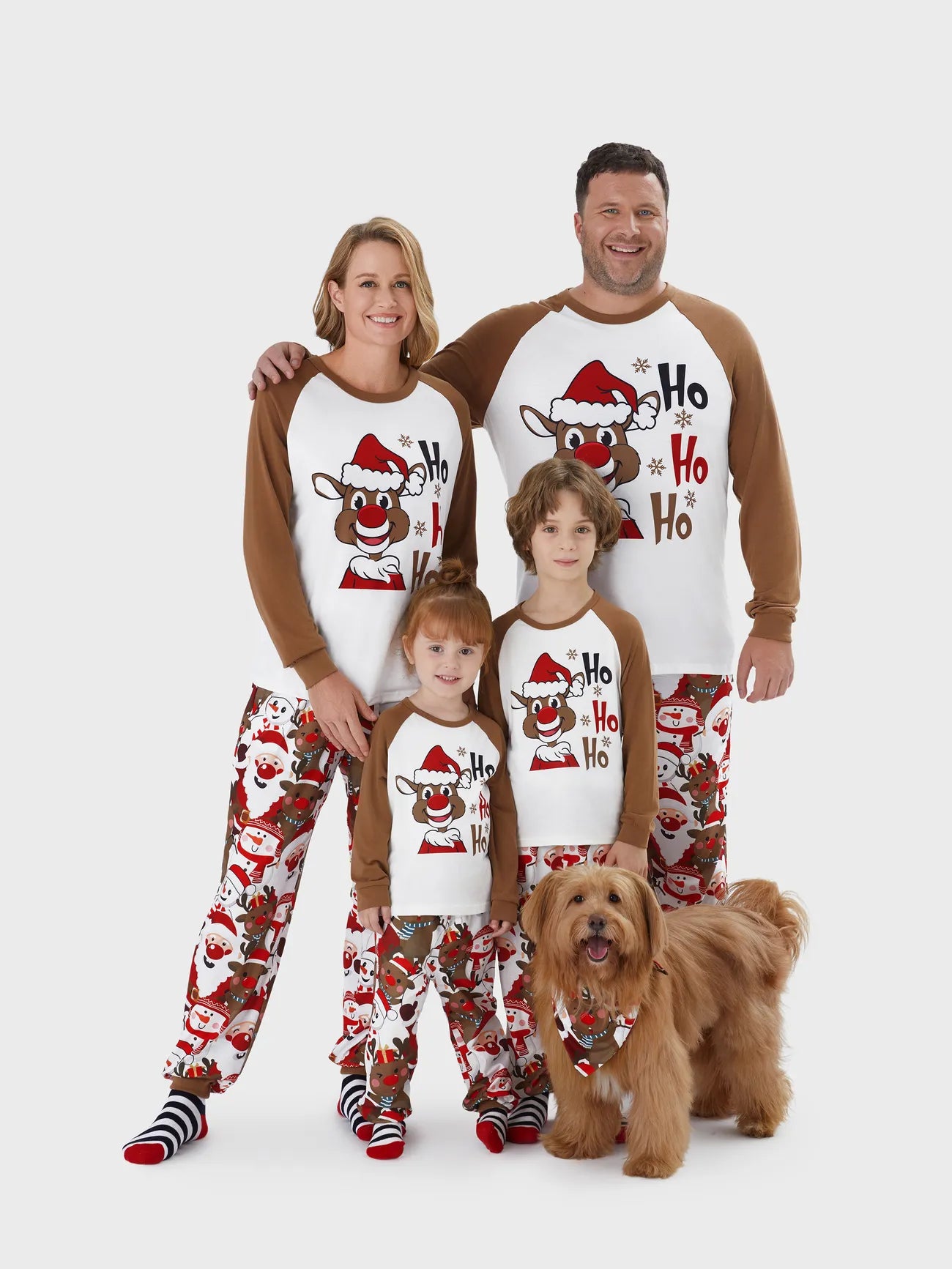 Christmas Family Matching Reindeer Print Raglan Sleeve Pajamas Sets-Original Pajamas