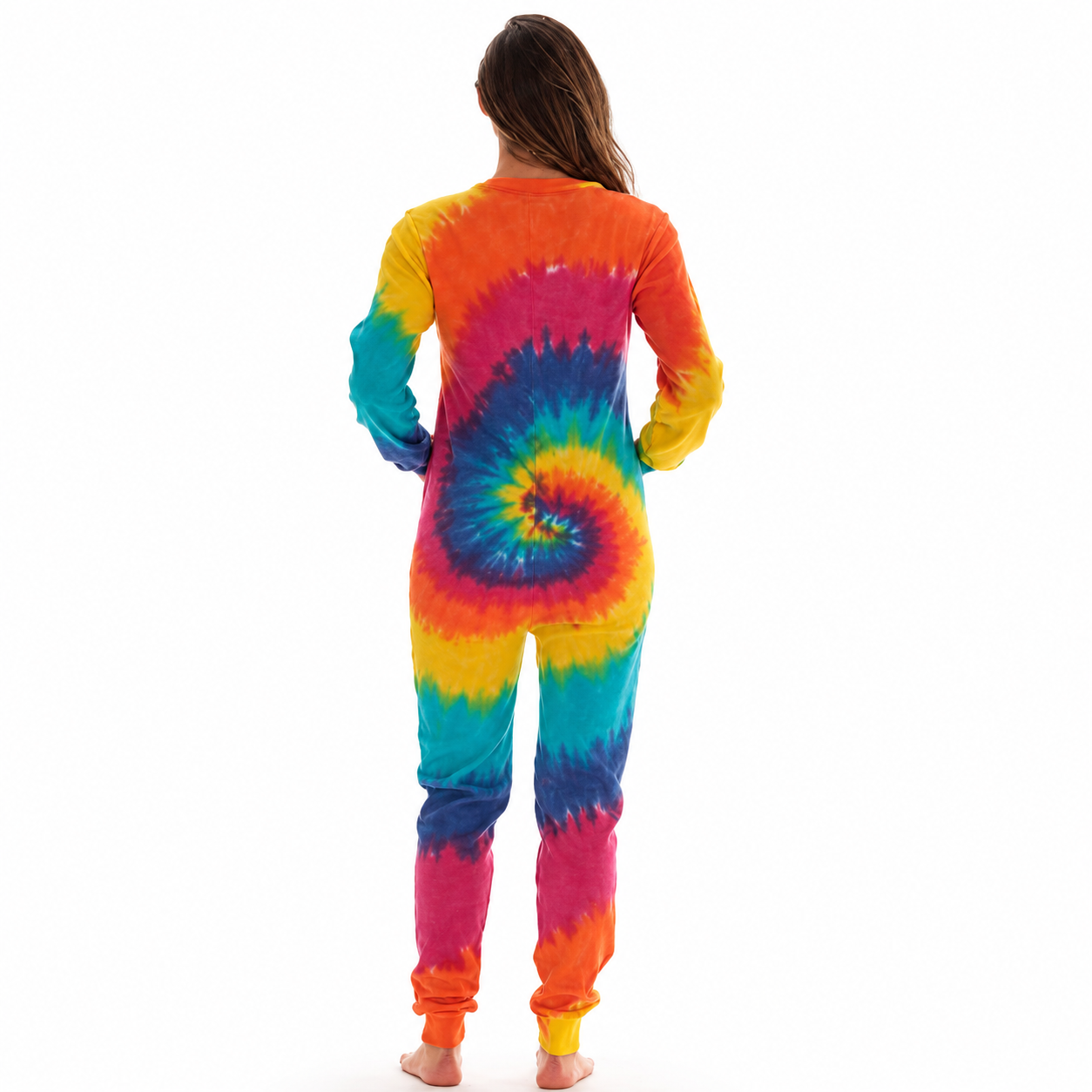 Tie Dye Henley Thermal Lounge Onesie For Women