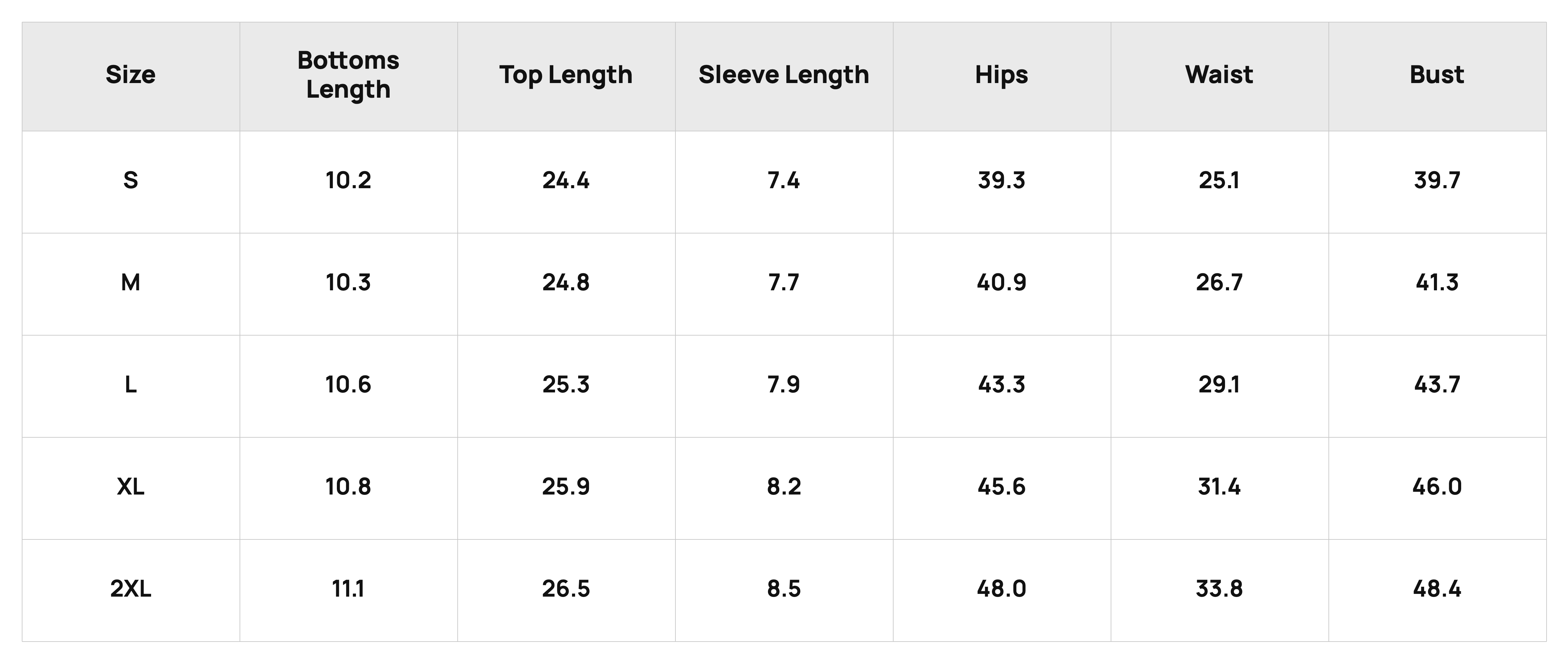 Size Chart