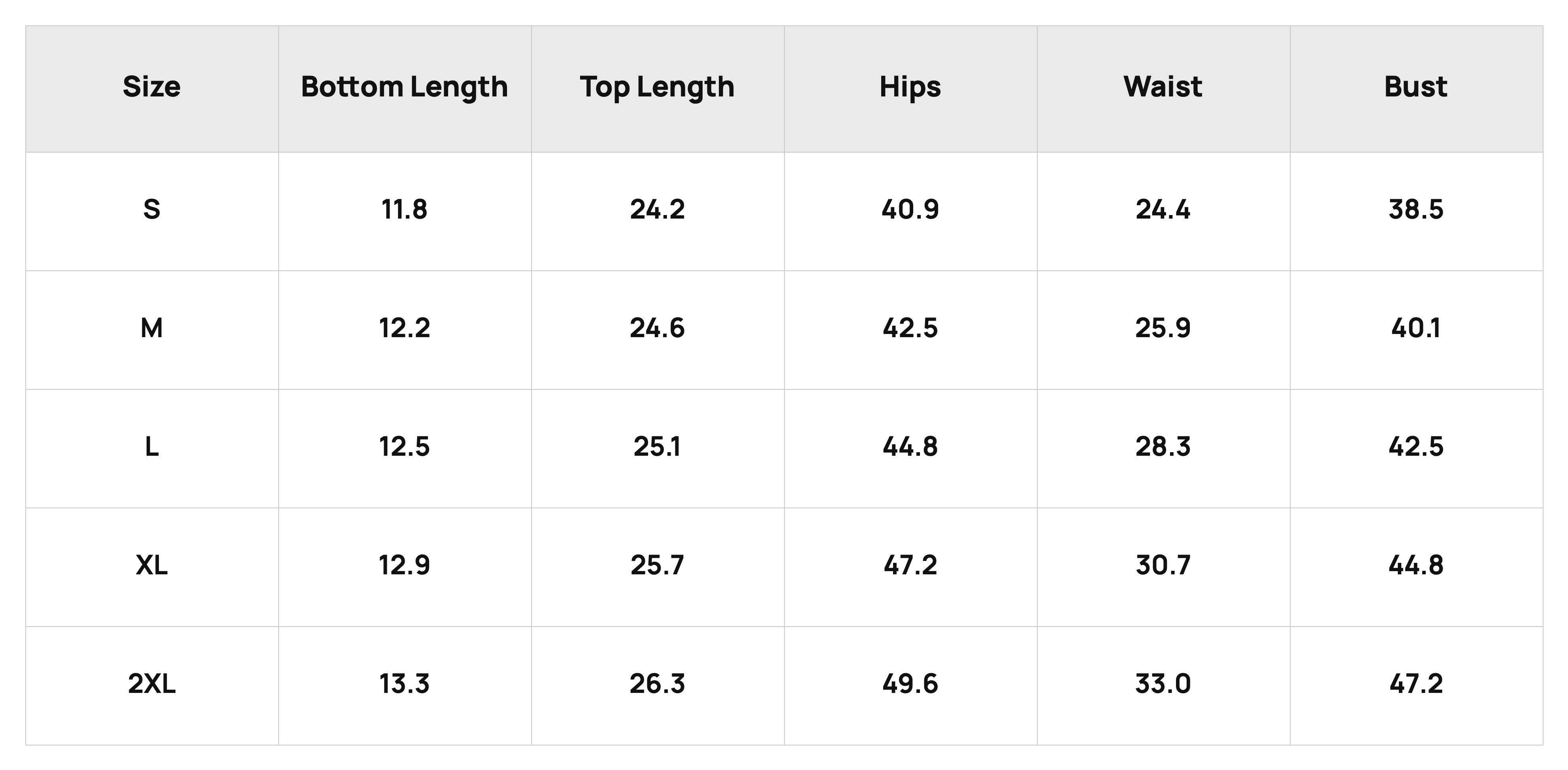 Size Chart