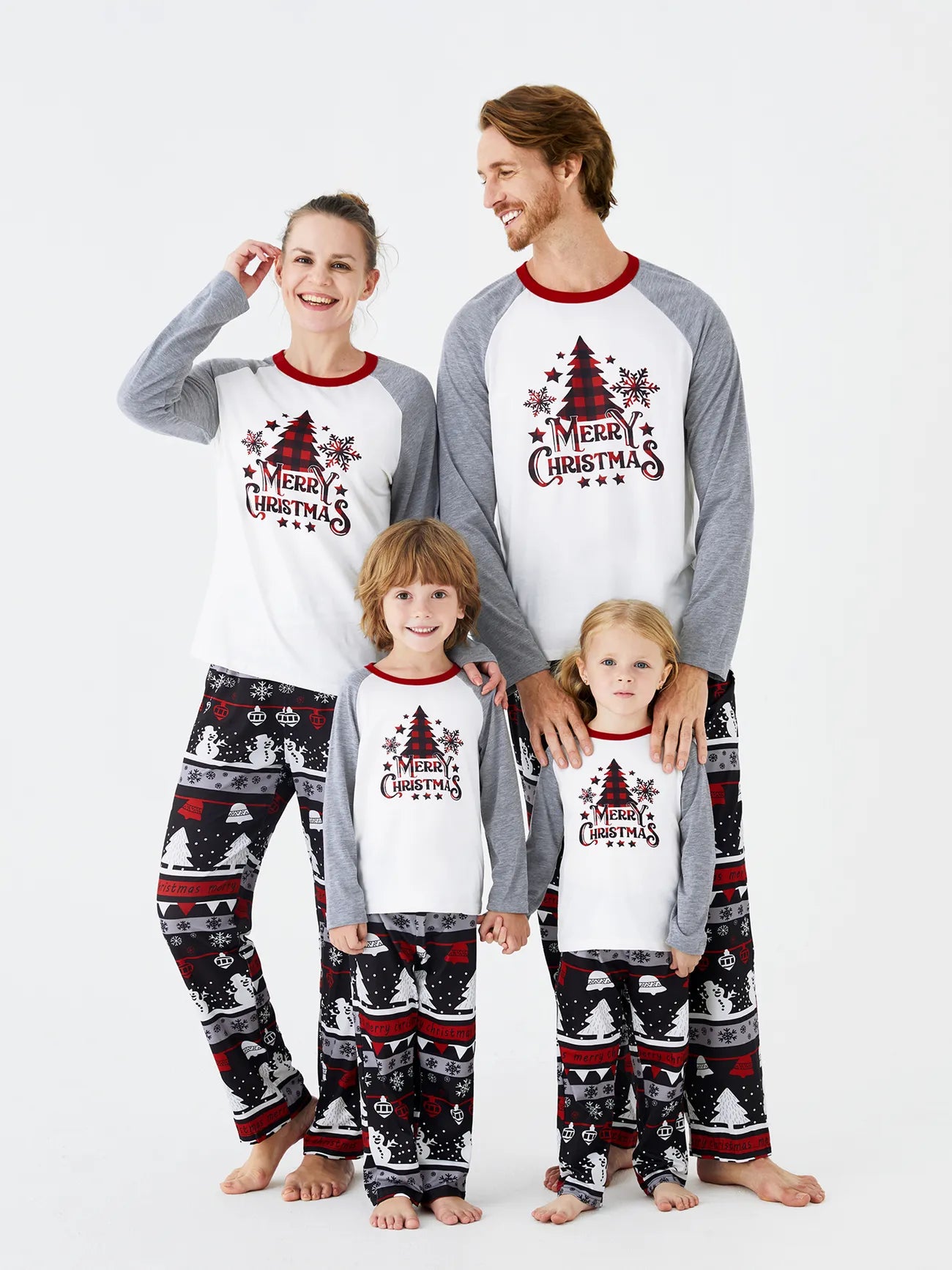 Christmas Tree Snowflake And Letters Print Family Matching Pajamas Set-Original Pajamas