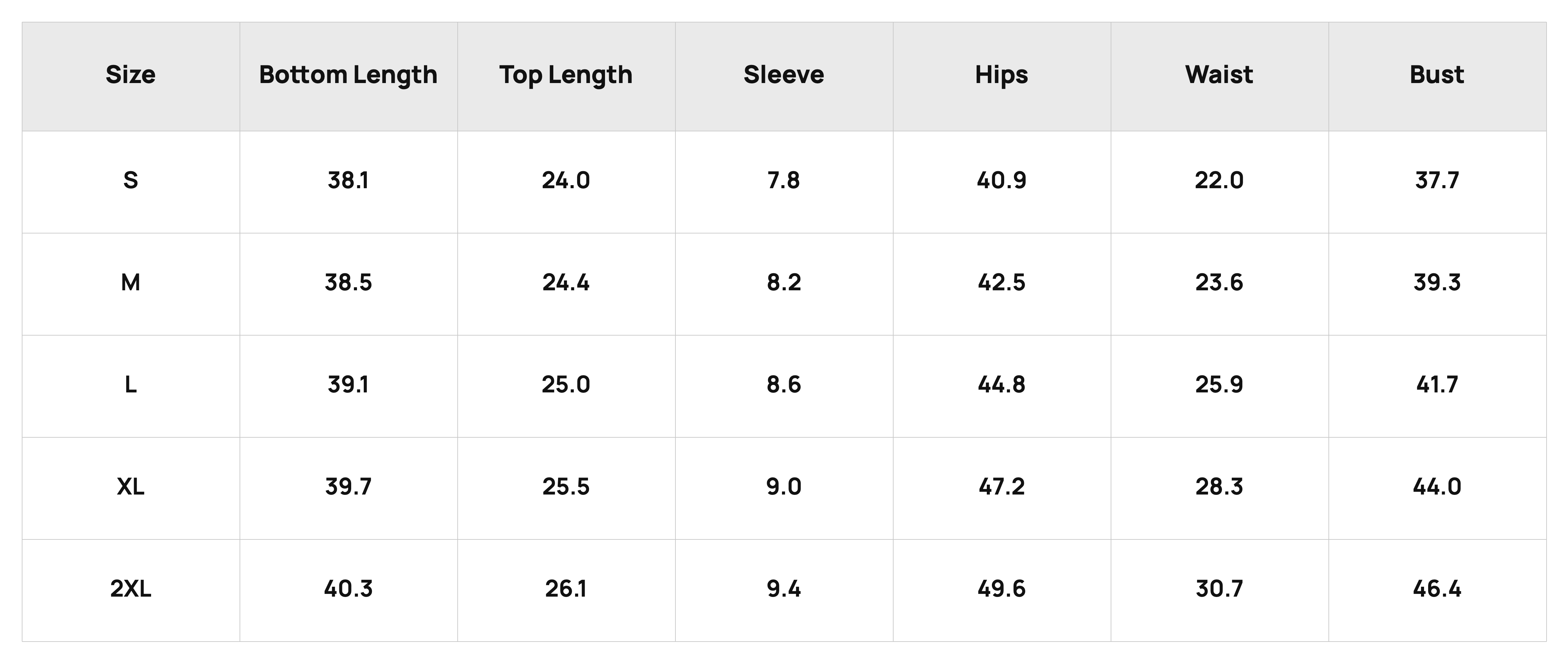 Size Chart