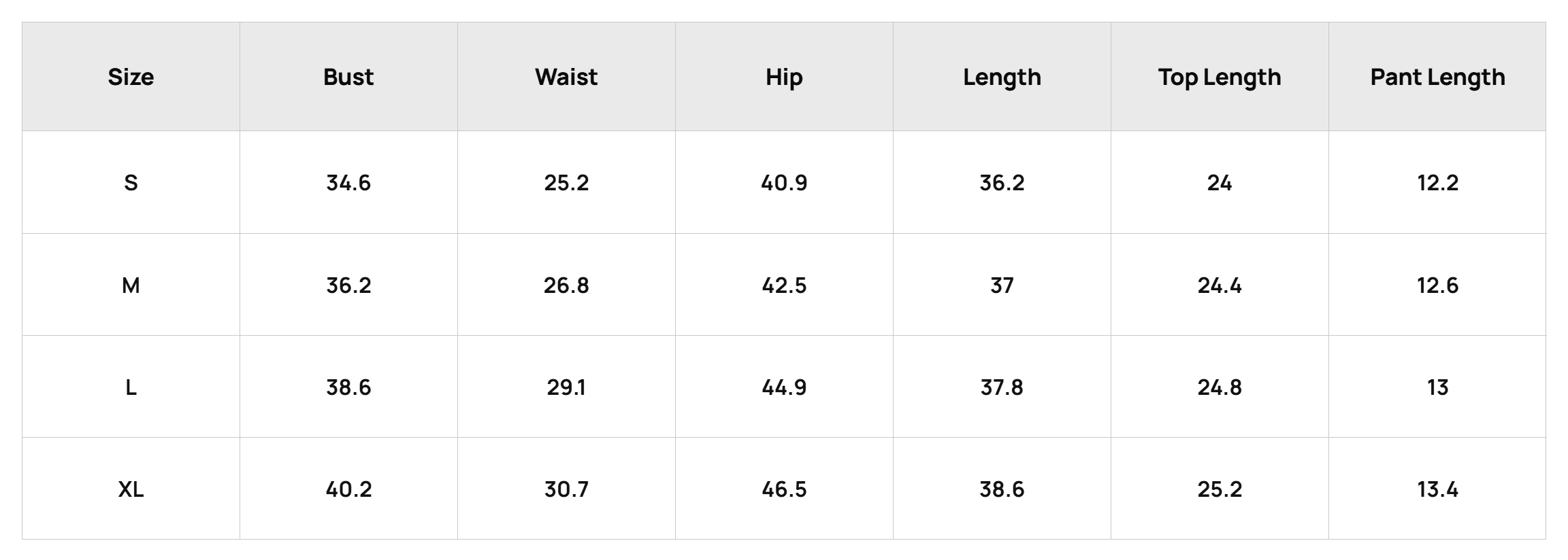 Size Chart