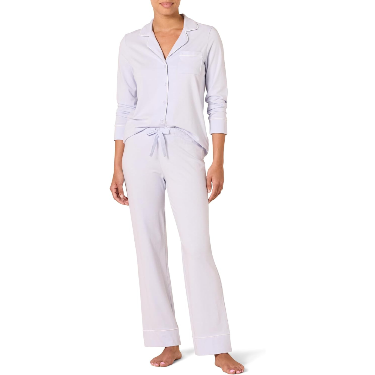 Long Sleeve Modal Pajama Set With Full Length Bottom Loungewear For Women