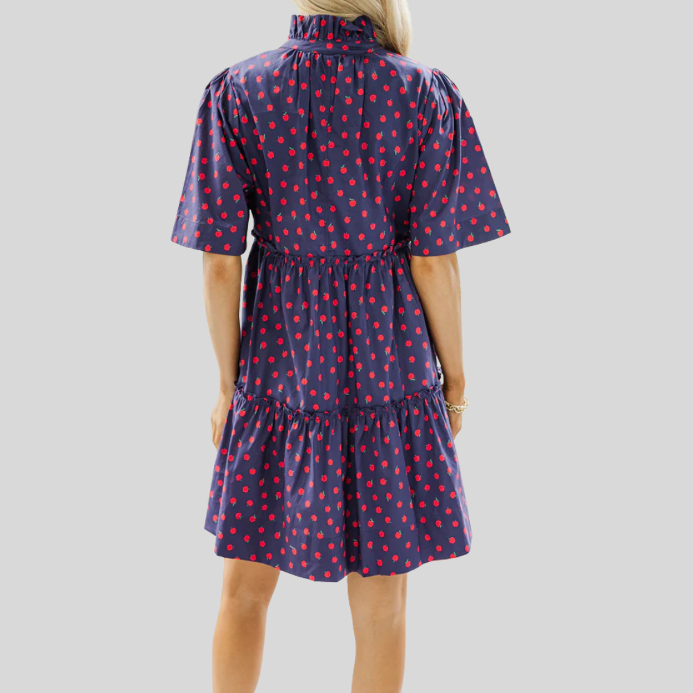 Embroidered Bow Printed Dress For Women