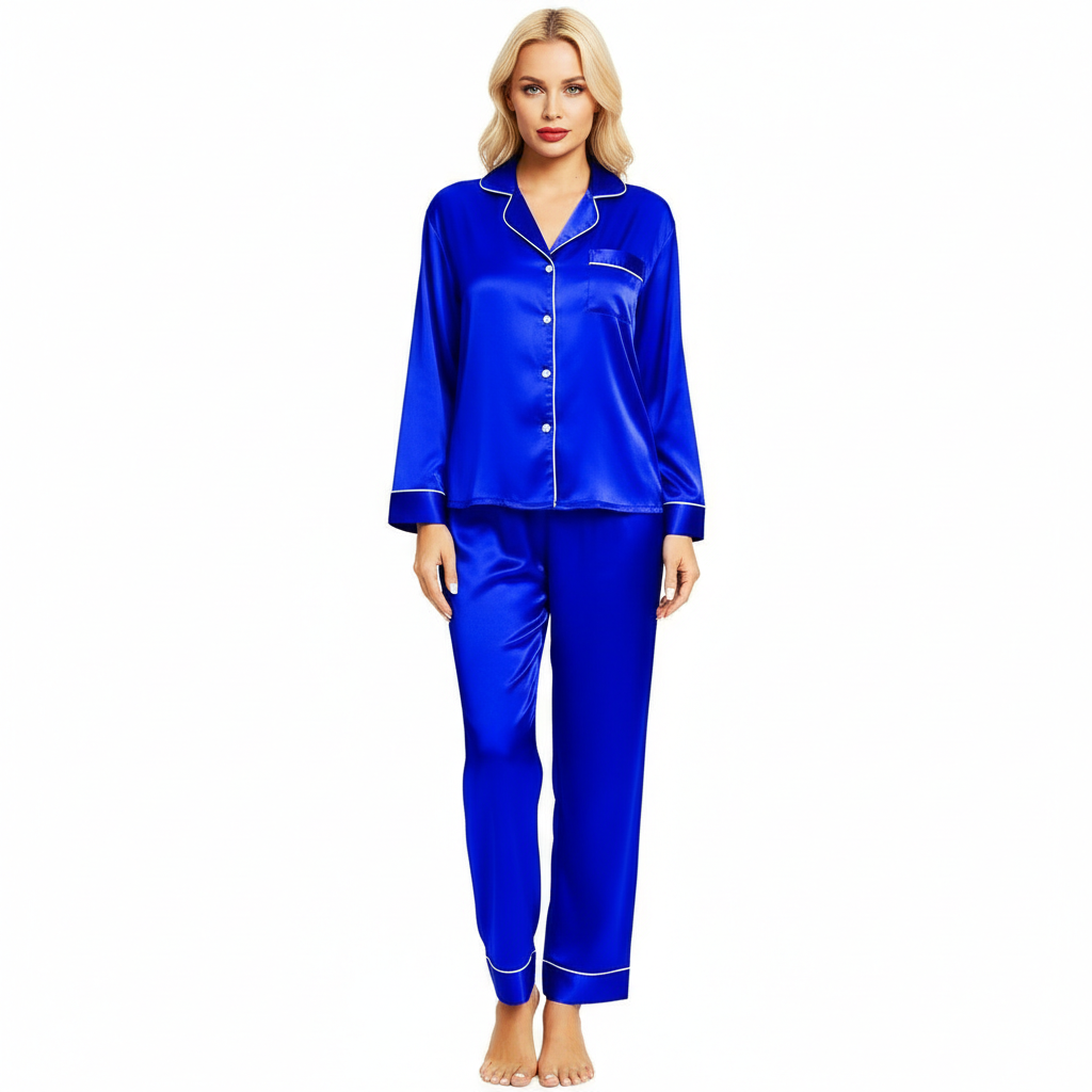 Long Sleeve Button Down Pajama Set For Women Sleepwear