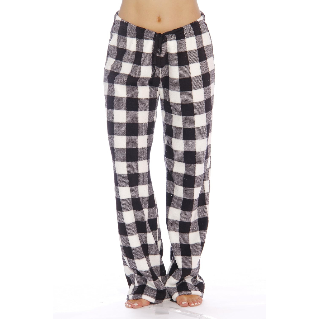 Plush Pajama Pants For Women With Buffalo Plaid Style