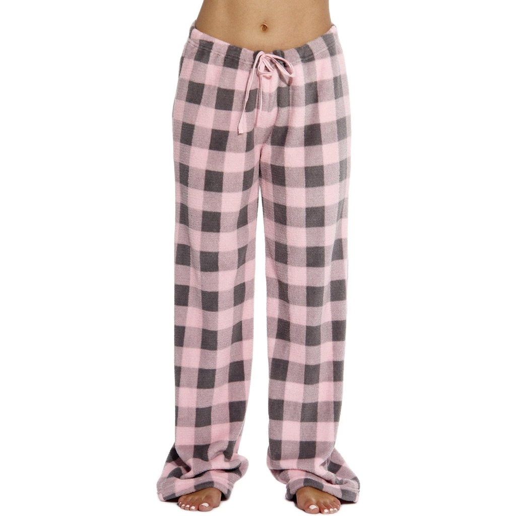 Plush Pajama Pants For Women With Buffalo Plaid Style