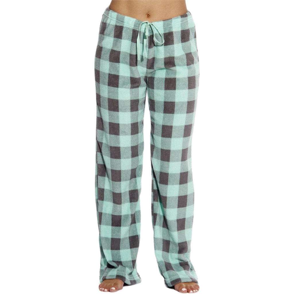 Plush Pajama Pants For Women With Buffalo Plaid Style