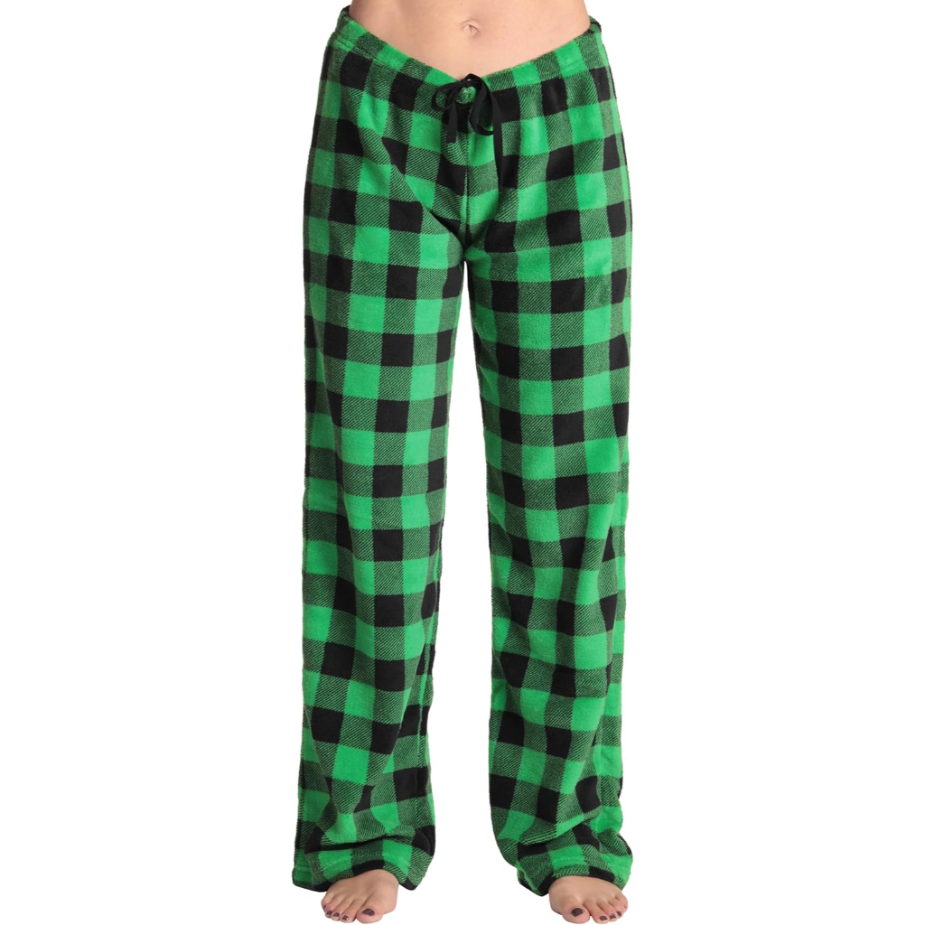Plush Pajama Pants For Women With Buffalo Plaid Style