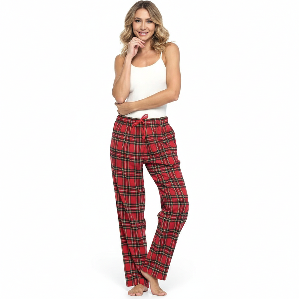 Lounge Pajama Pants With Checkered Pattern For Women