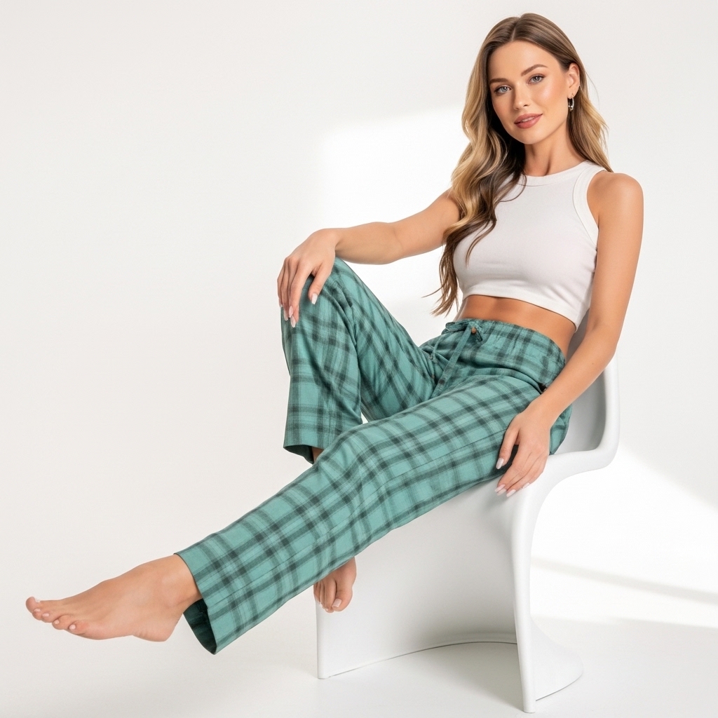 Comfortable Plaid Cotton Lounge Pajama Pants for Women