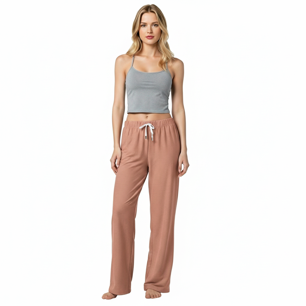 Straight Lounge Pajama Pants With Pockets