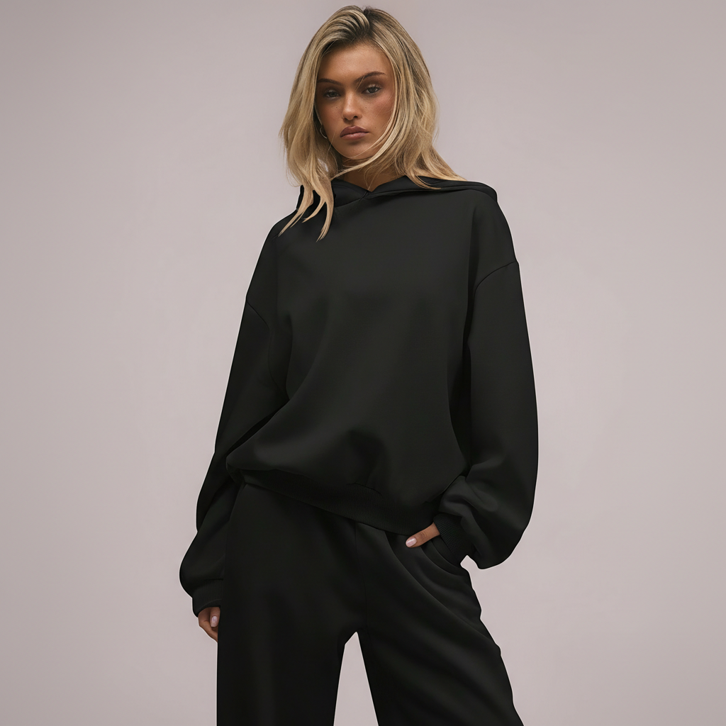 Two Piece Oversized Hoodie And Loose Fit Sweatpants Set With Pockets For Women