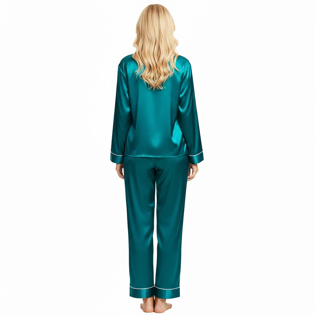 Long Sleeve Button Down Pajama Set For Women Sleepwear