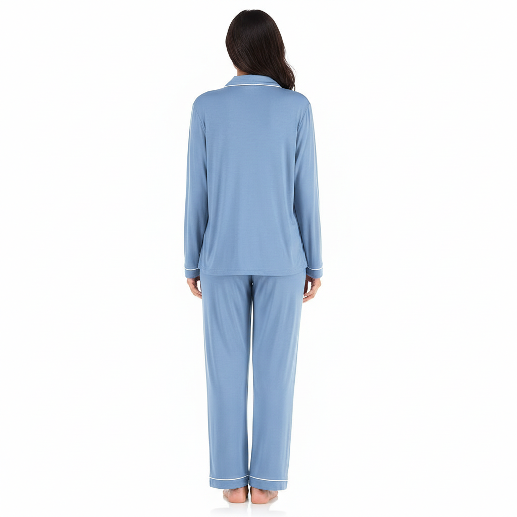 Long Sleeve Button Down Pajama Set For Women