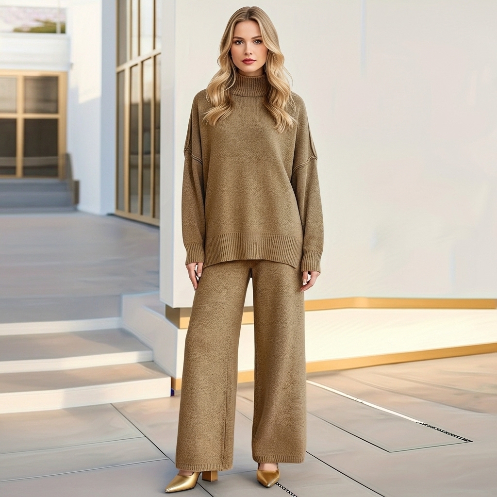 Cozy Oversized High Collar Knit Set