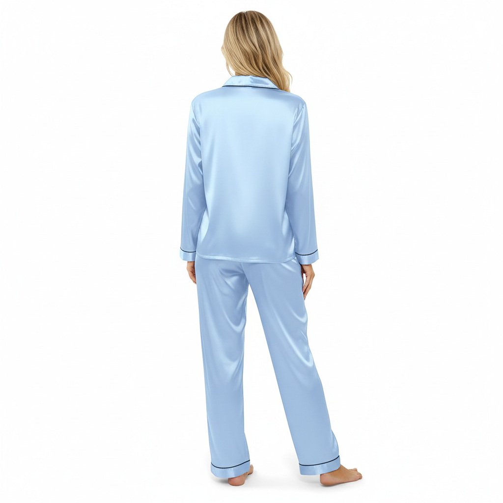 Classic Long Sleeve Button Pajama Set For Women