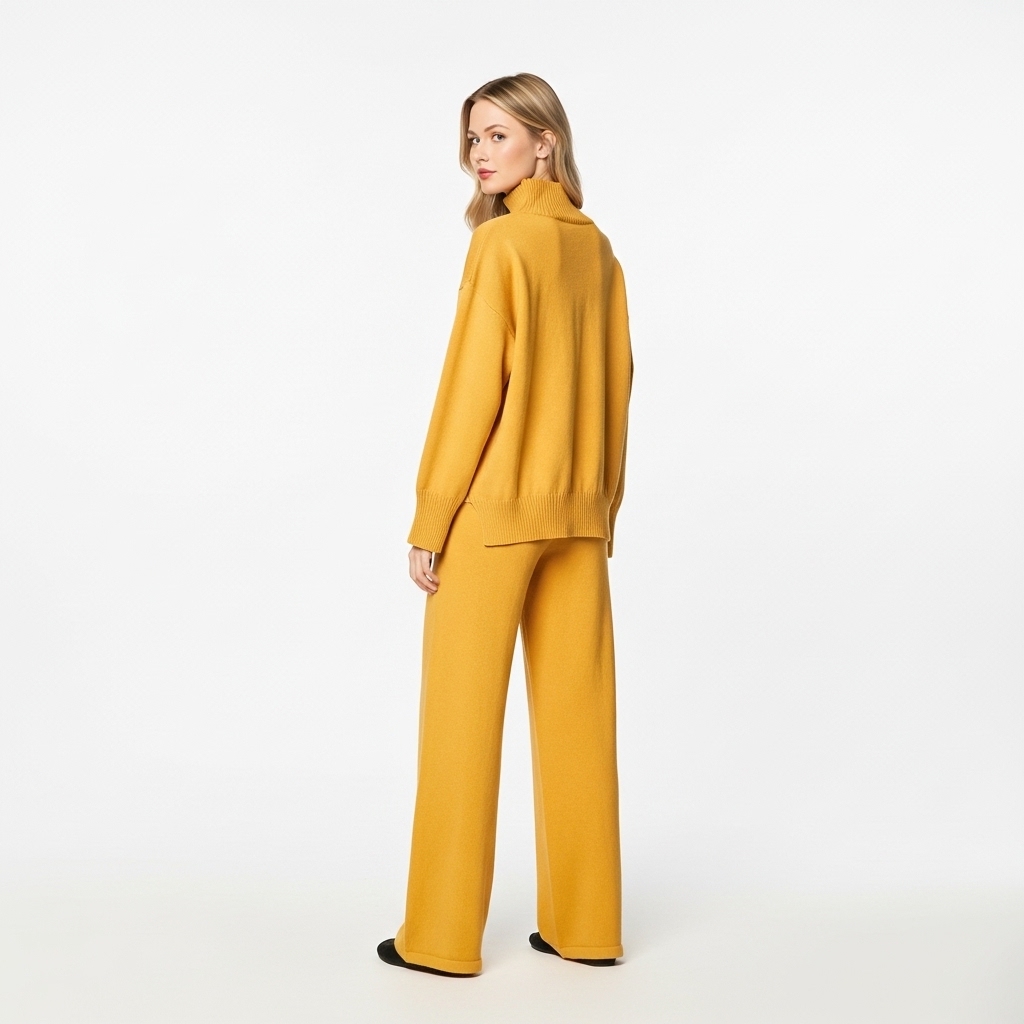Autumn Winter Ribbed Sweater Pants Set
