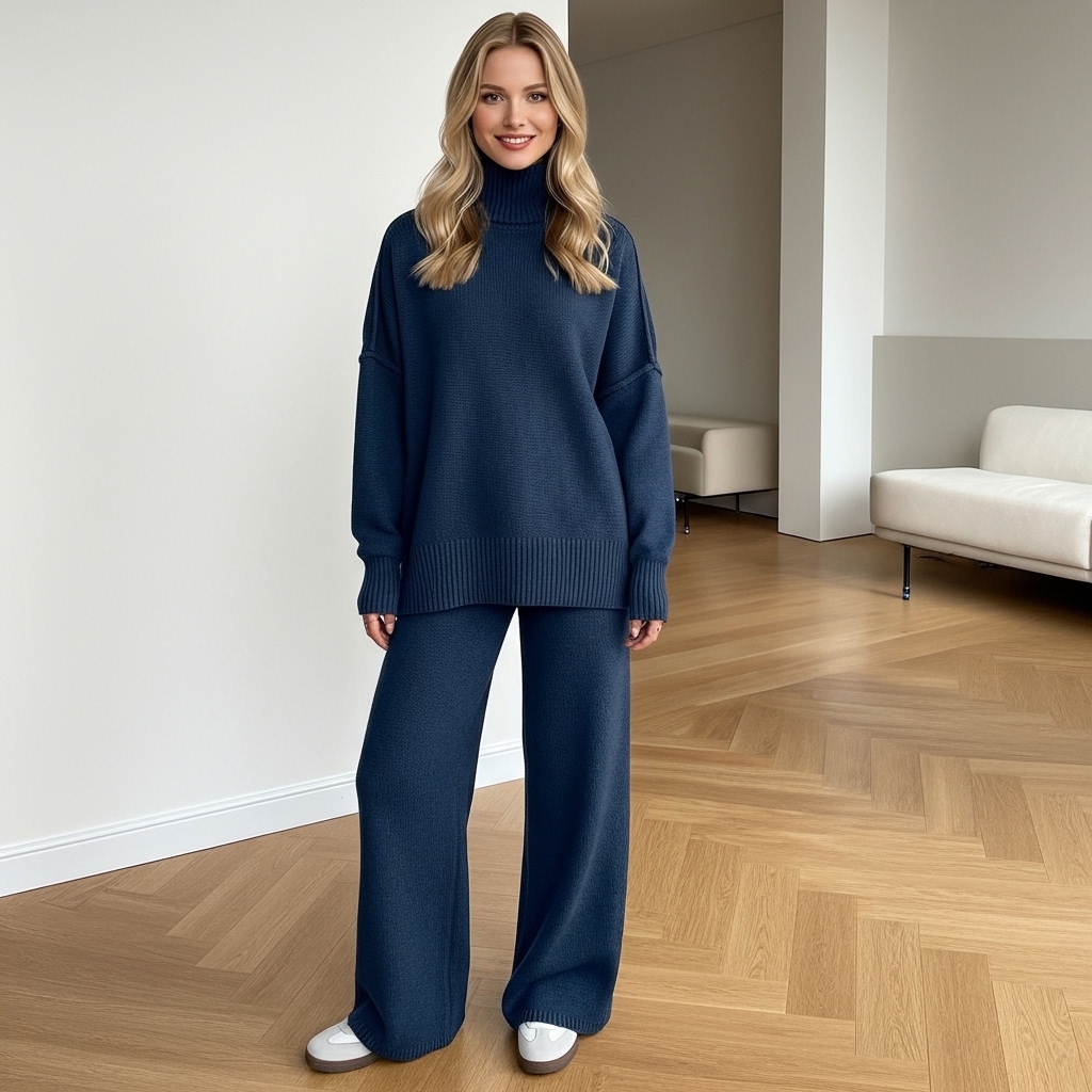 Cozy Oversized High Collar Knit Set