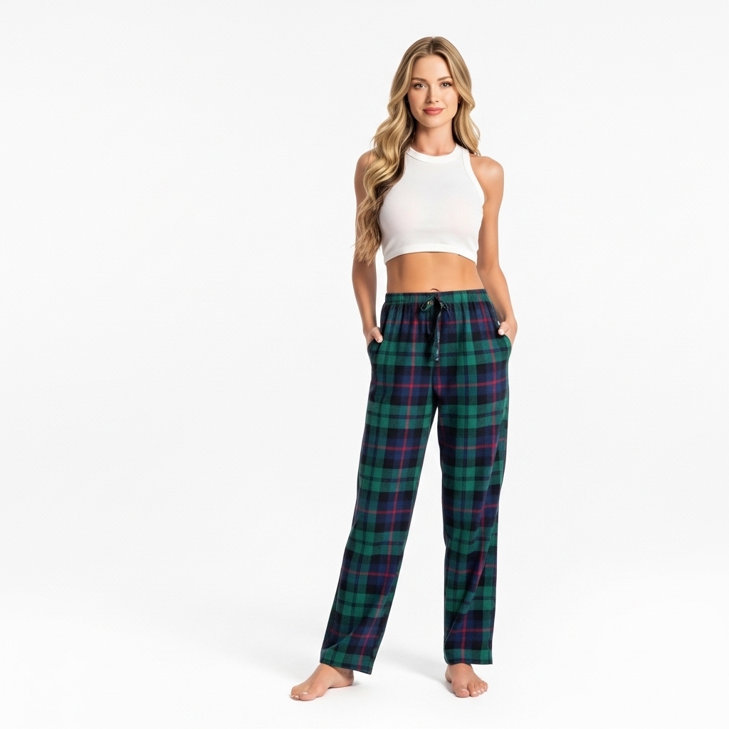 Comfortable Plaid Cotton Lounge Pajama Pants for Women