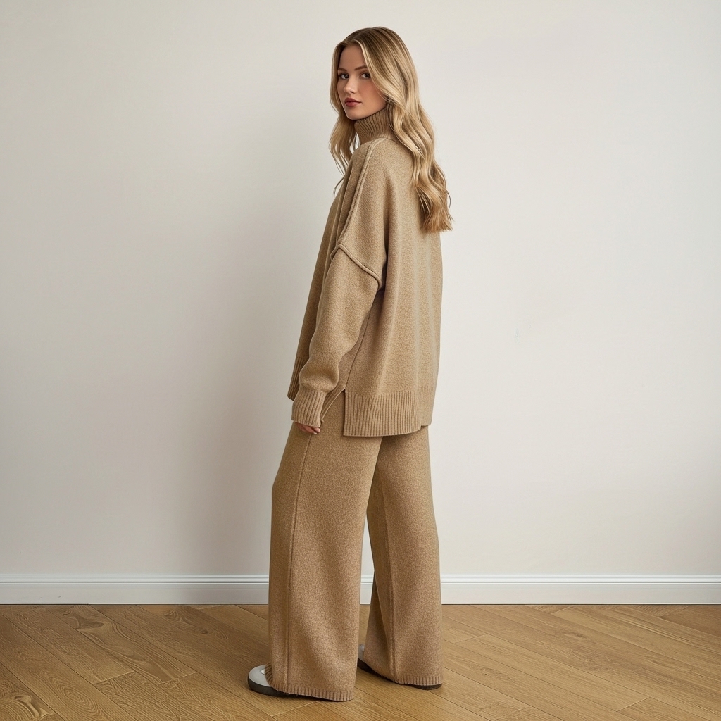 Cozy Oversized High Collar Knit Set