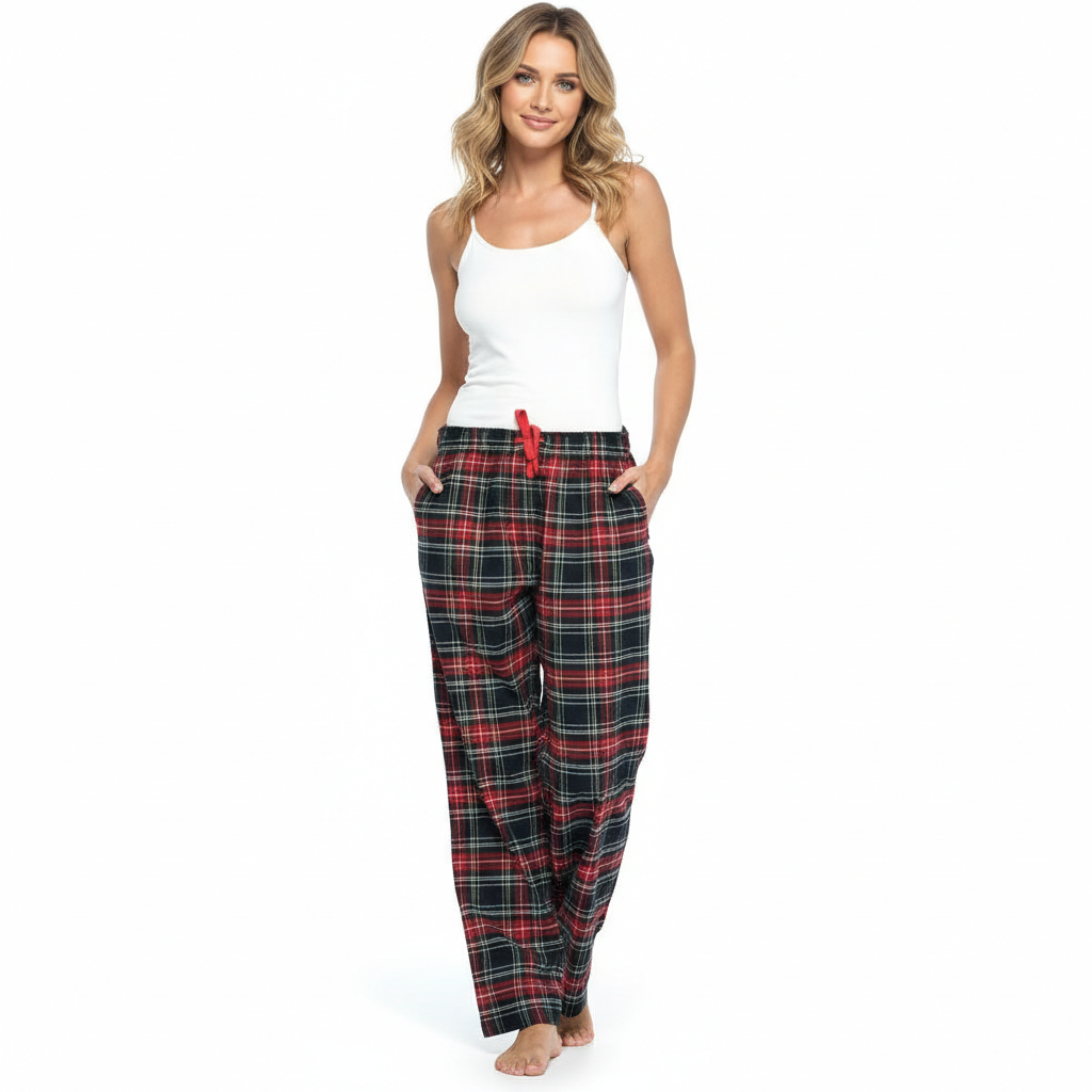 Lounge Pajama Pants With Checkered Pattern For Women