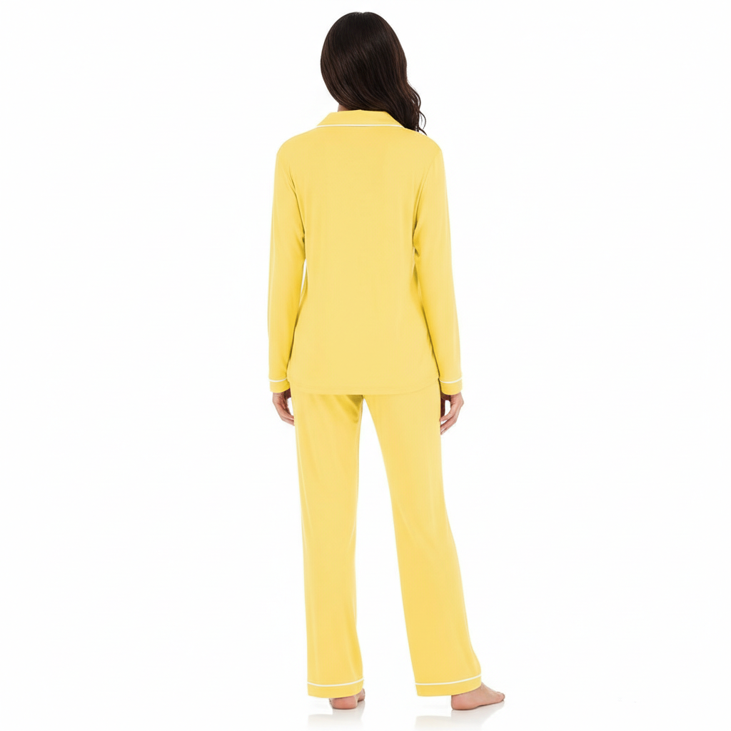 Long Sleeve Button Down Pajama Set For Women