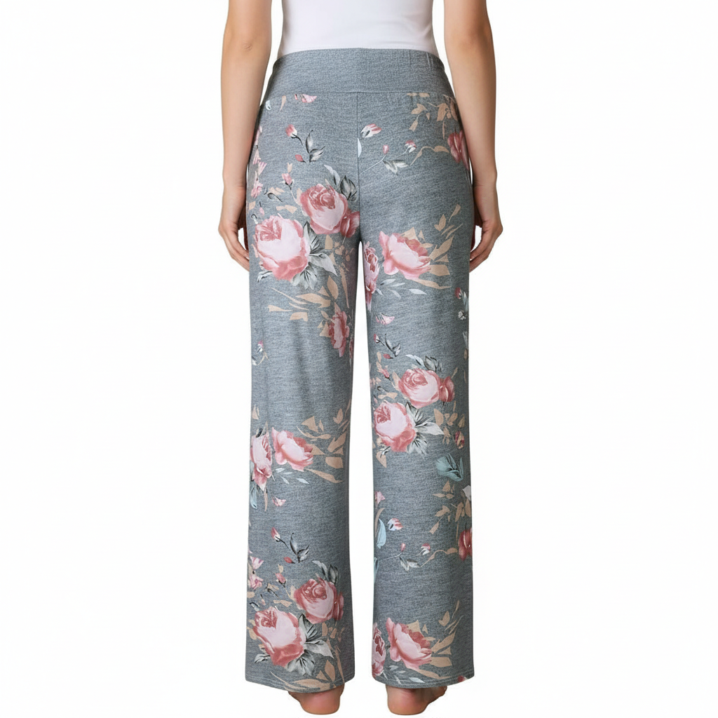 Stretch Floral Palazzo Lounge Pants for Women