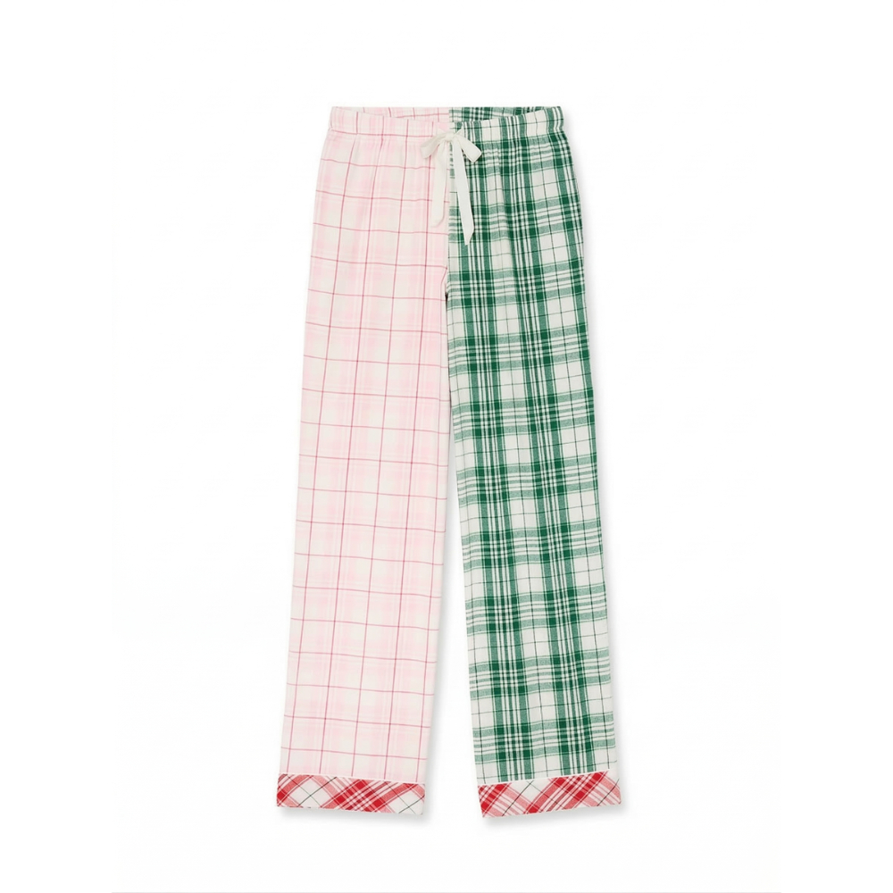 Festive Plaid Flannel Pajama Set With Soft Fit Design