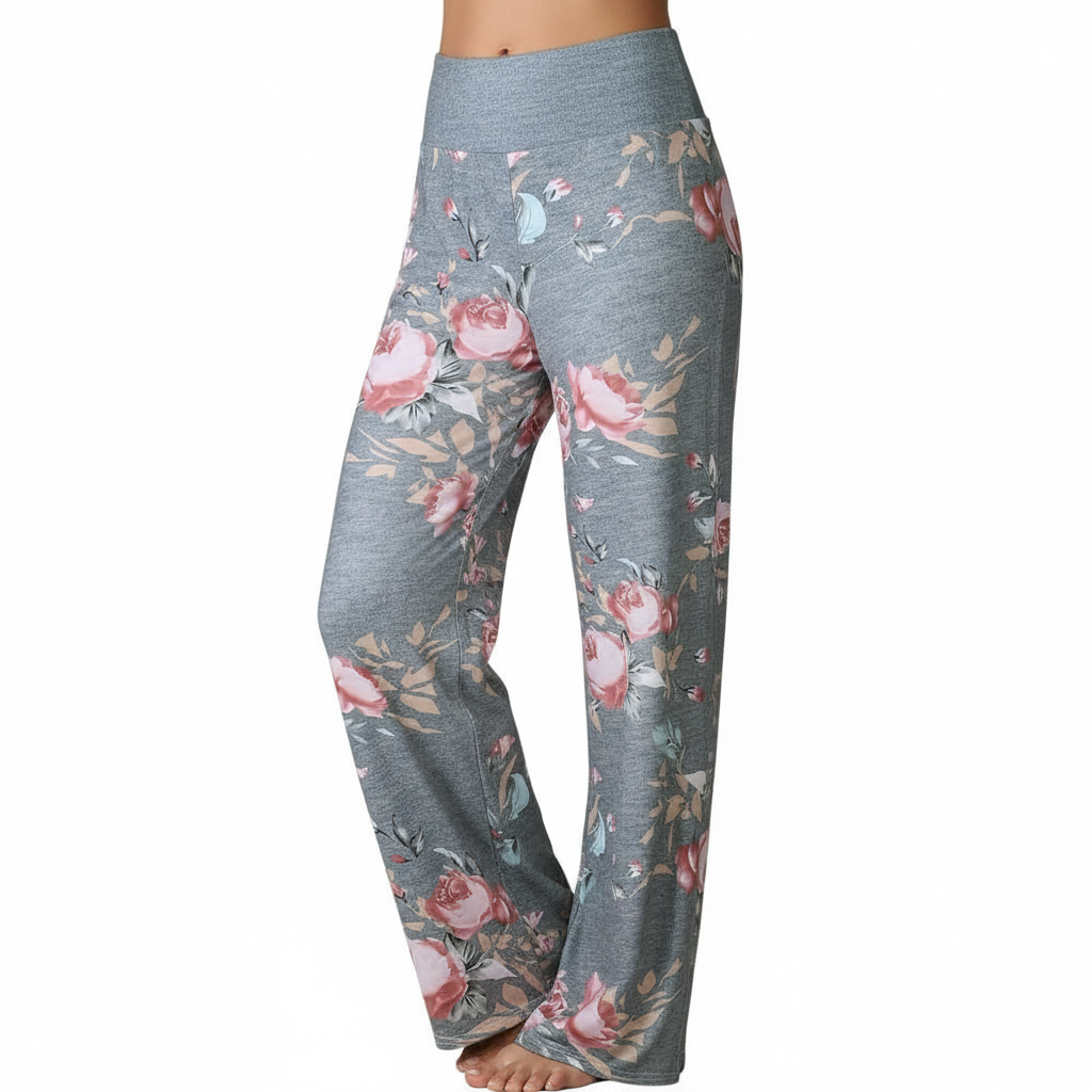 Stretch Floral Palazzo Lounge Pants for Women