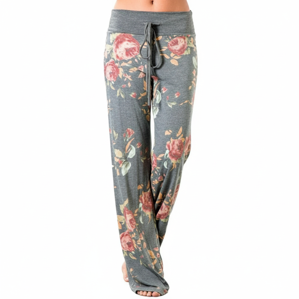 Stretch Floral Palazzo Lounge Pants for Women