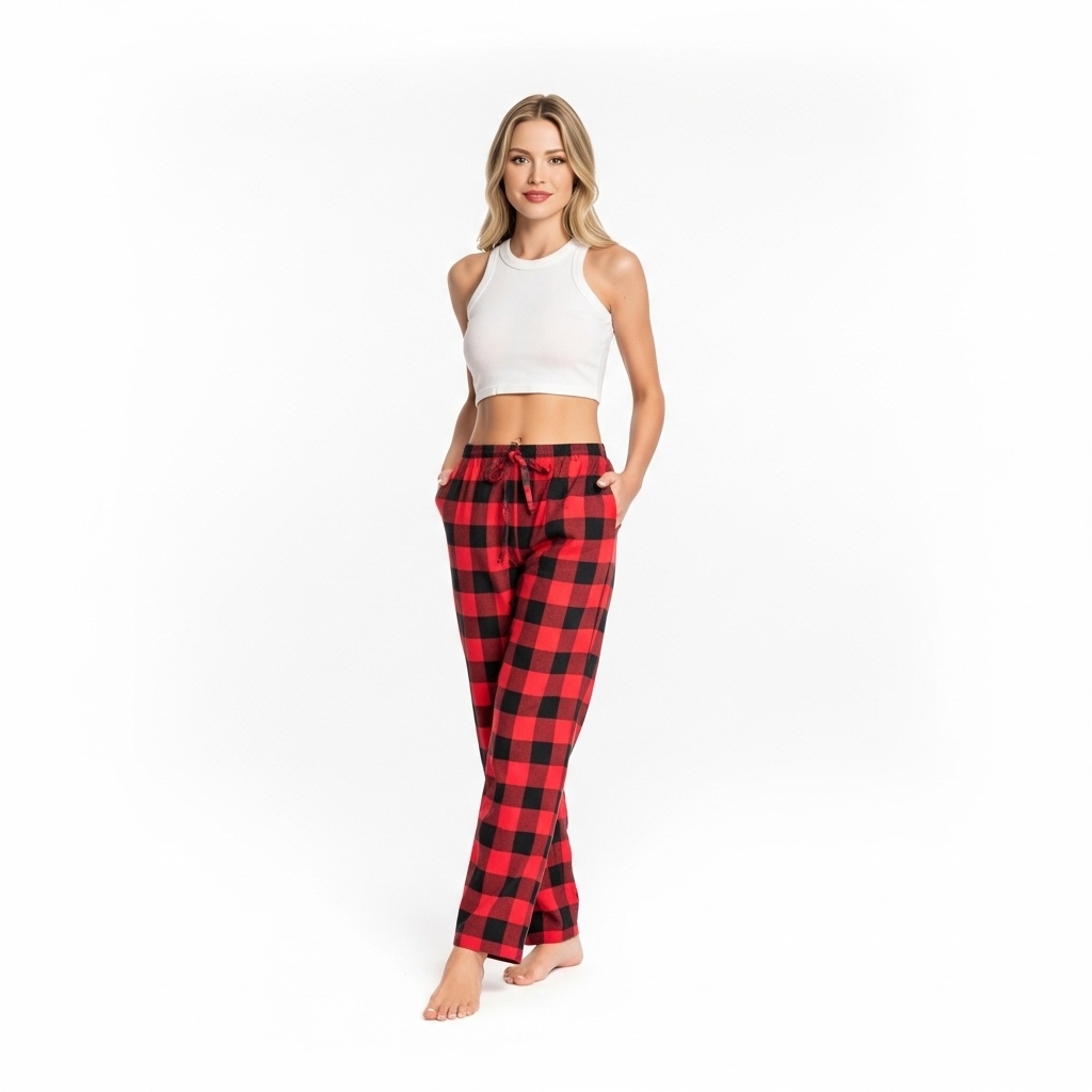 Comfortable Plaid Cotton Lounge Pajama Pants for Women
