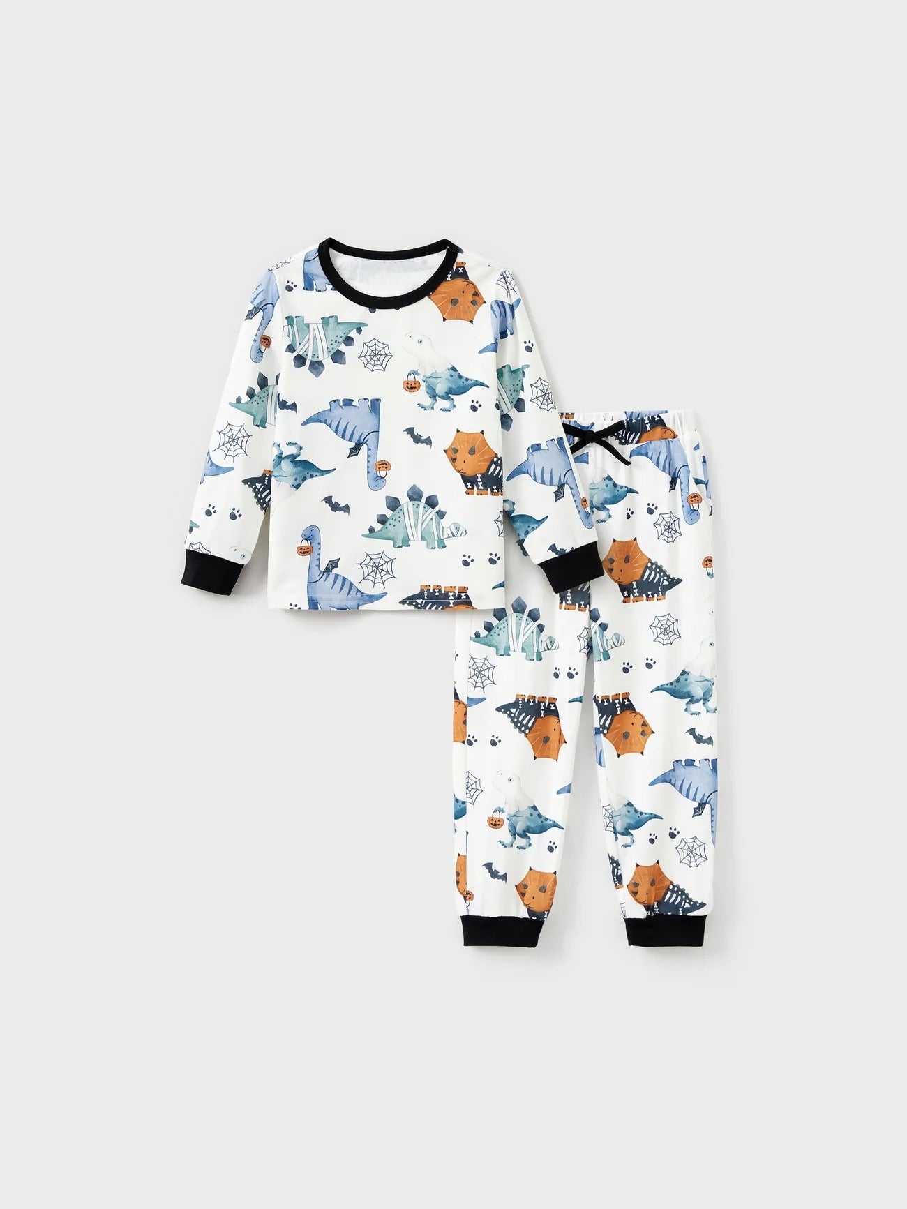 Halloween Family Matching Dinosaur And Pumpkin Printed Pajama Set-Original Pajamas