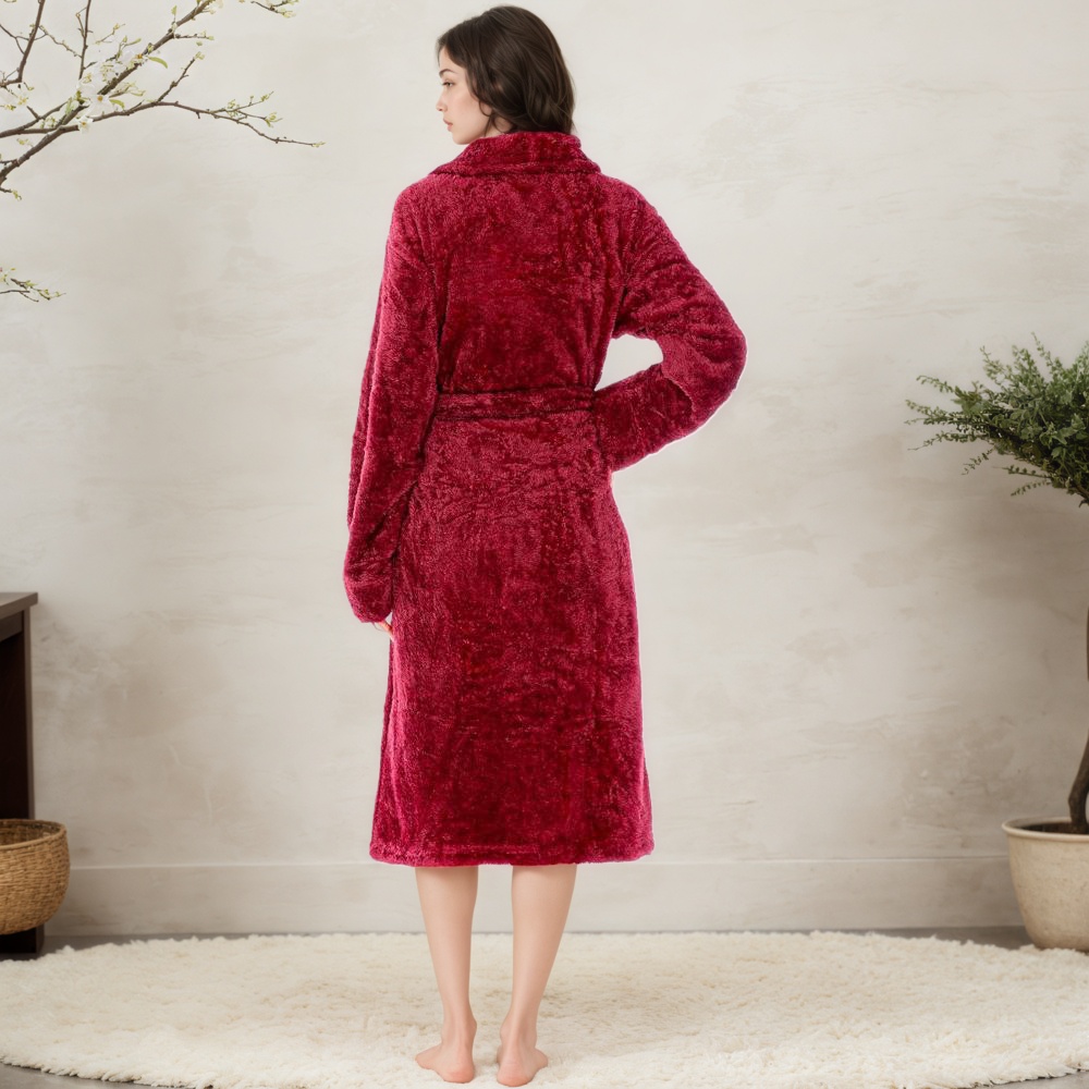 Women Long Plush Fleece Robe