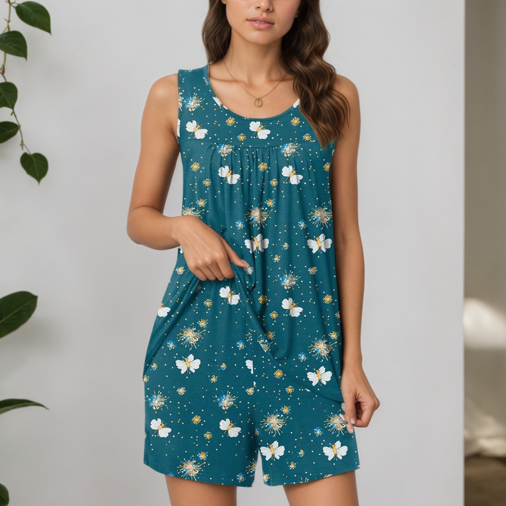 Set Of 2 Piece Shorts Sleepwear With Pockets