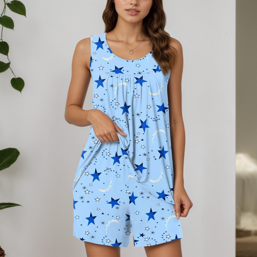 Set Of 2 Piece Shorts Sleepwear With Pockets