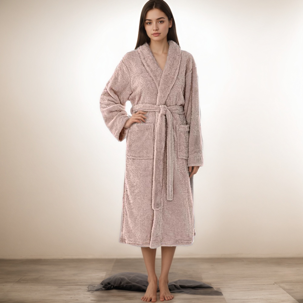 Women Long Plush Fleece Robe