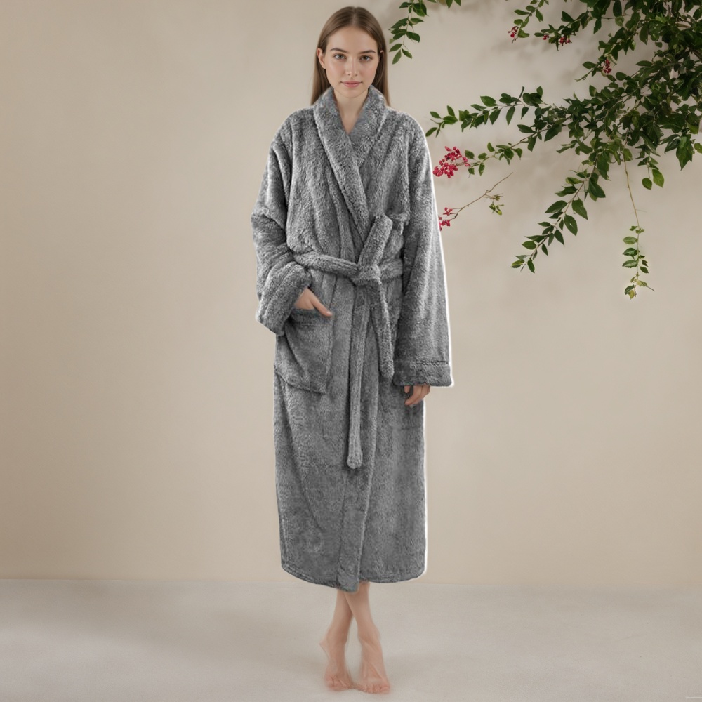 Women Long Plush Fleece Robe