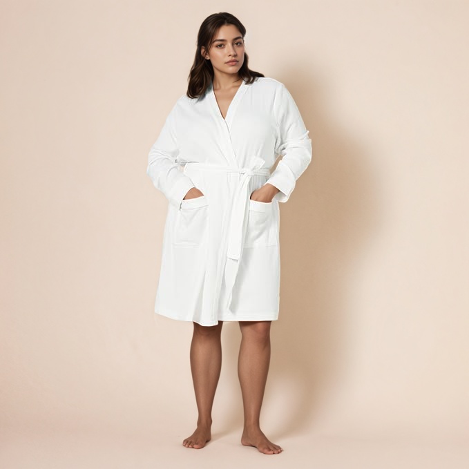Women Waffle Mid Length Robe 