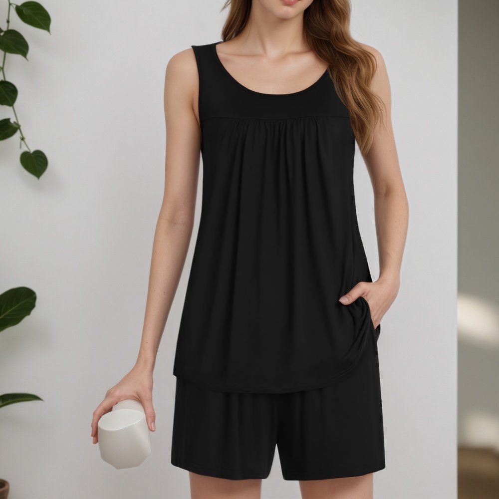 Set Of 2 Piece Shorts Sleepwear With Pockets