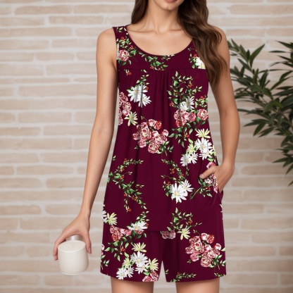Set Two Piece Pajamas With Shorts And Pockets