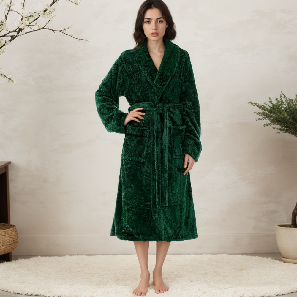 Women Long Plush Fleece Robe