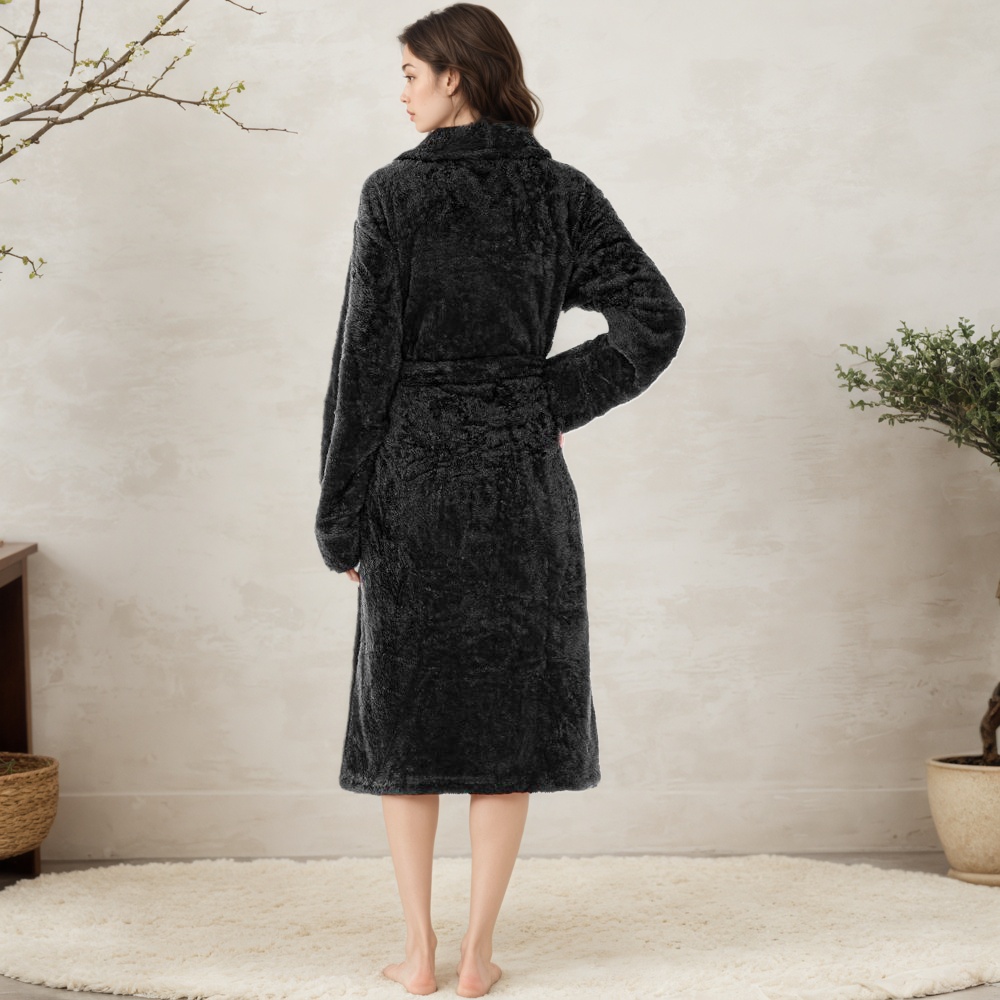 Women Long Plush Fleece Robe