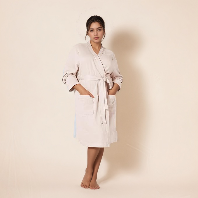 Women Waffle Mid Length Robe 