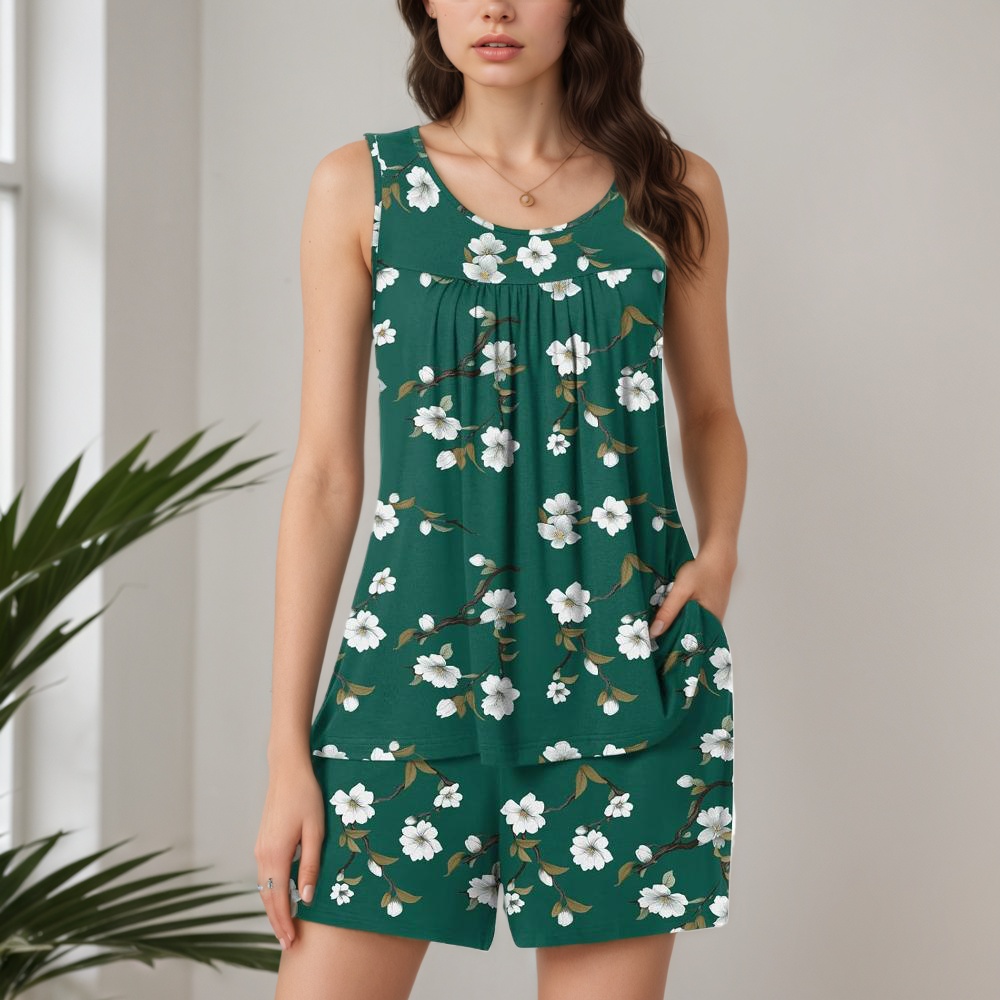 Set Two Piece Pajamas With Shorts And Pockets