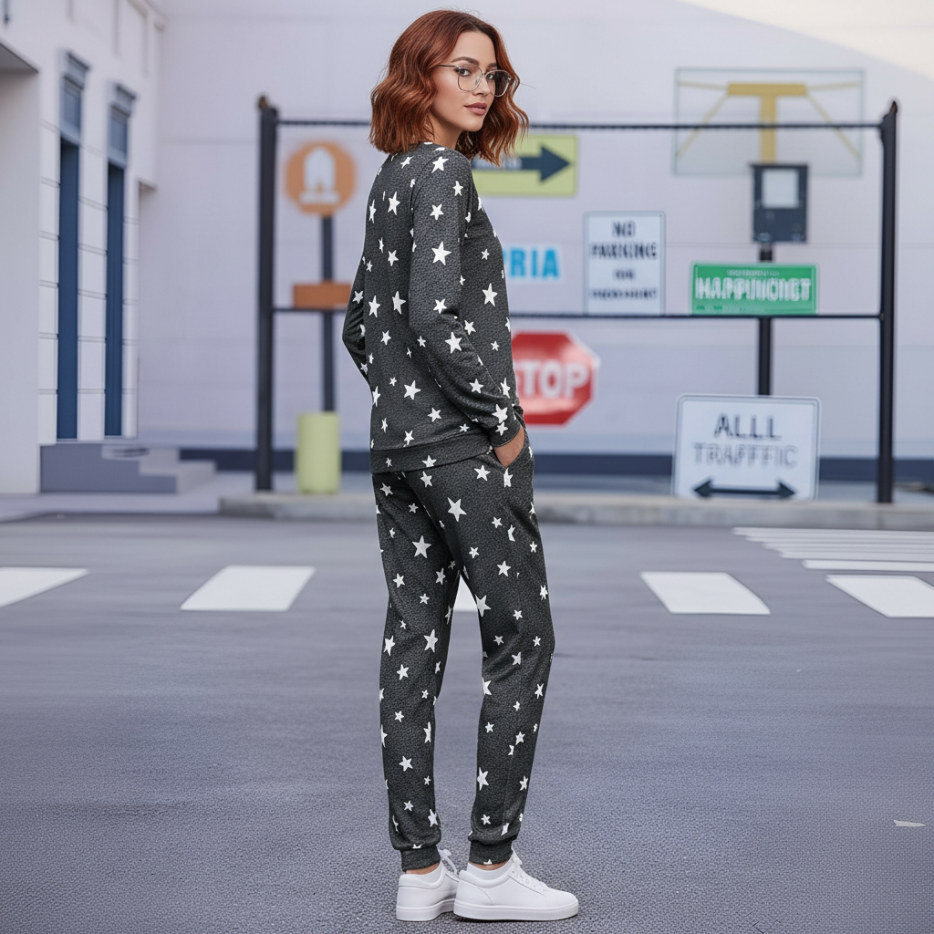 Soft Print Pajama Set Lounge for Women