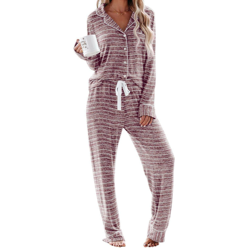 Striped Long Sleeve Button Down Nightwear Set-Original Pajamas