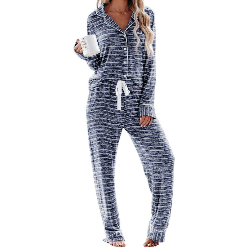 Striped Long Sleeve Button Down Nightwear Set-Original PajamasStriped Long Sleeve Button Down Nightwear Set - Image 2